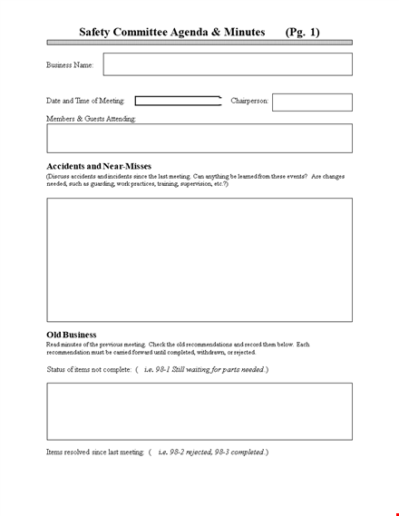 safety committee agenda template - effective safety meetings to record committee minutes template