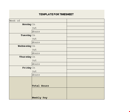 free timesheet template to track your hours - monday, tuesday & more template