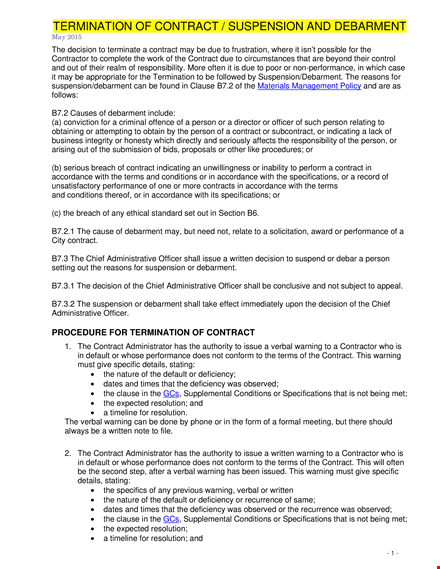 letter of termination of contract with supplier template