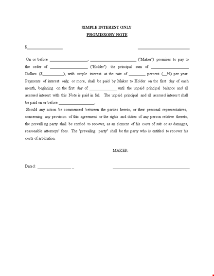 sample promissory note template with interest for principal maker template