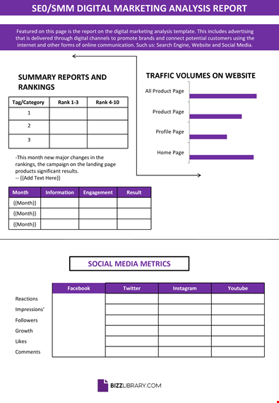 digital marketing analysis report template template
