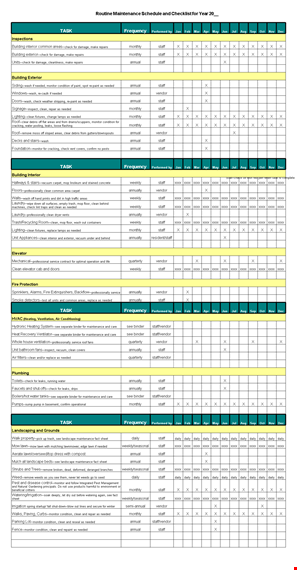 routine maintenance schedule and checklist excel format template