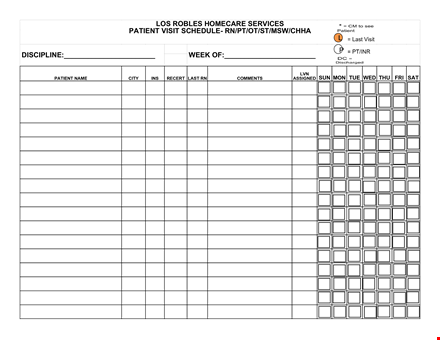 patient visit schedule template - efficient patient and homecare management | robles template