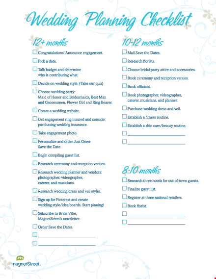 wedding planning checklist template