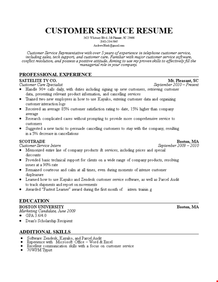 create an outstanding customer service resume | get hired with 10+ years of experience template