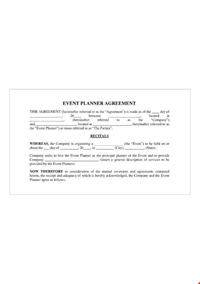 event planner agreement template | professional contract for event planners template