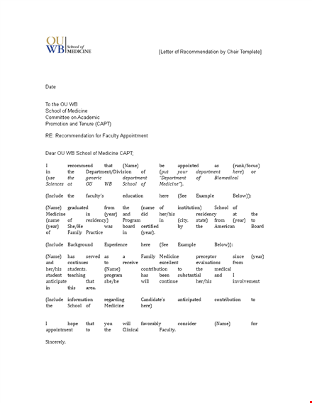 letter of recommendation for medical student template
