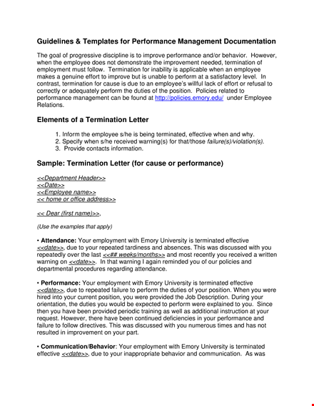 termination letter for poor sales performance template