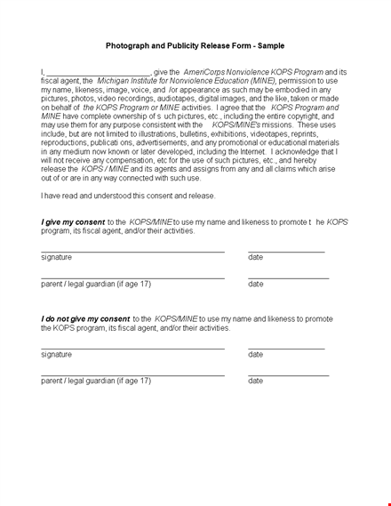 create professional model release forms - easy and simple to use! template