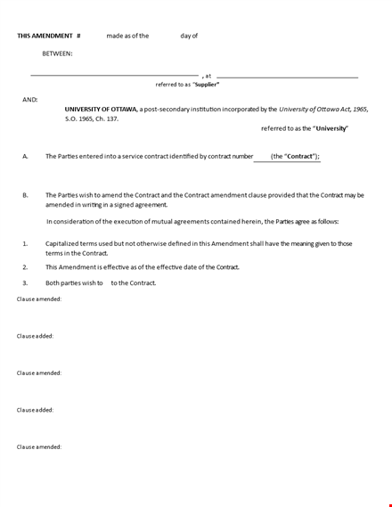 contract amendment clause - modify agreements template