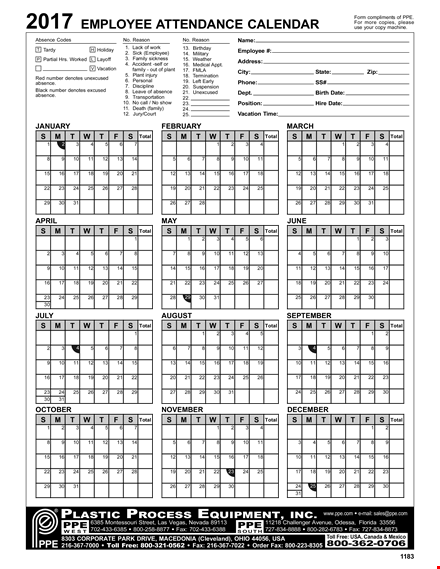 generate an employee attendance calendar - total solution template