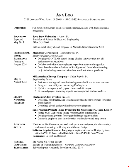 electrical engineering internship resume | designing electrical images template