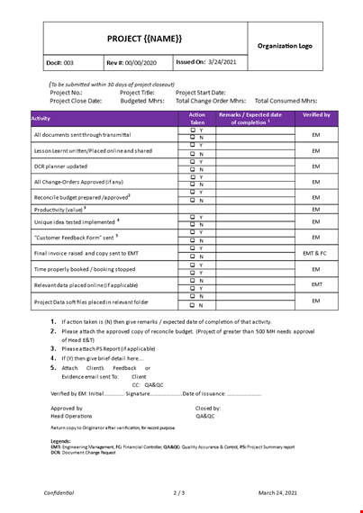 project closure notification template