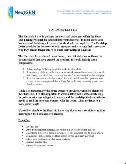 credit card hardship letter template template