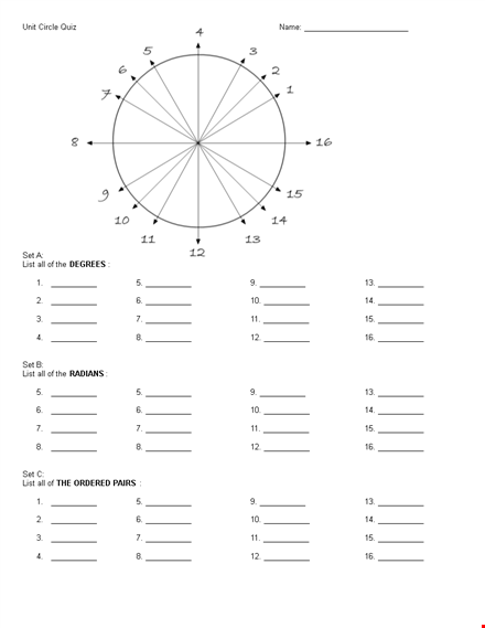unit circle chart google suite template