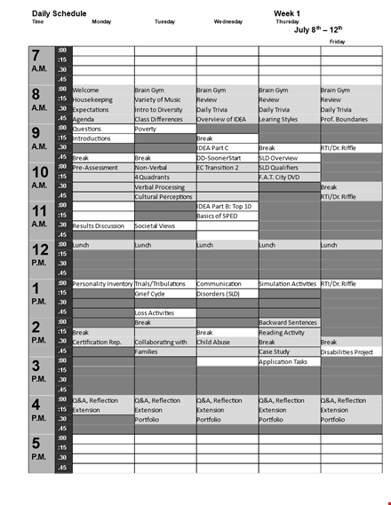 free printable appointment book template - review, lunch, break, brain template