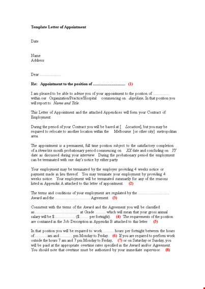 employee appointment letter template in doc template