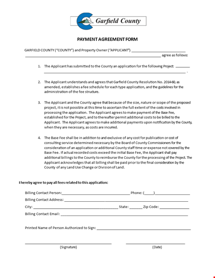 payment agreement template for projects template