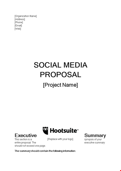 social media proposal template download template