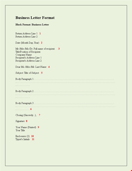 formal business letter formatting template