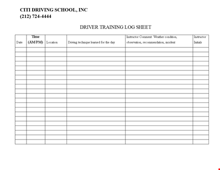 drivers daily log template for school driving instructors template