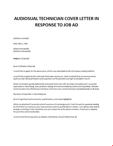 sound technician cover letter template