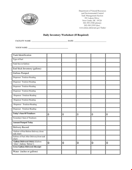 inventory worksheet template