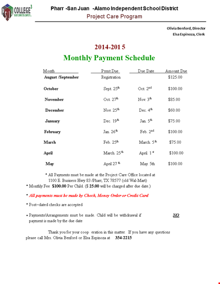 optimized meta title: "project payment: march and april payments template