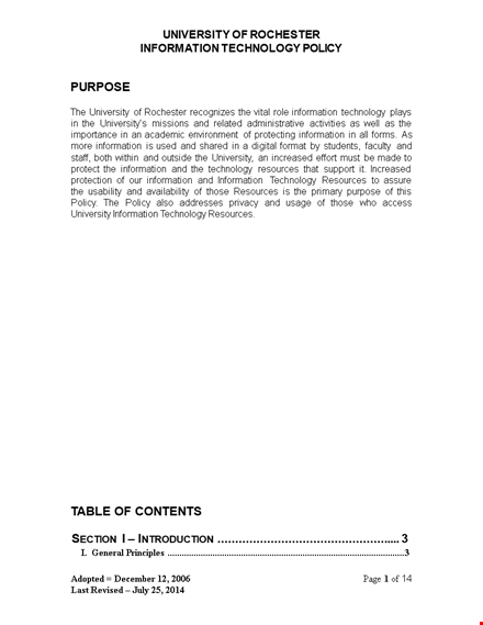 information technology policy template