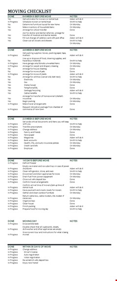 the ultimate moving checklist sample template