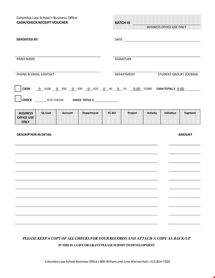 cheque receipt voucher template