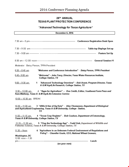 sample conference agenda format - service extension | texas agrilife template