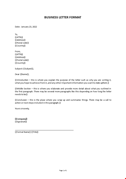 business letter template template