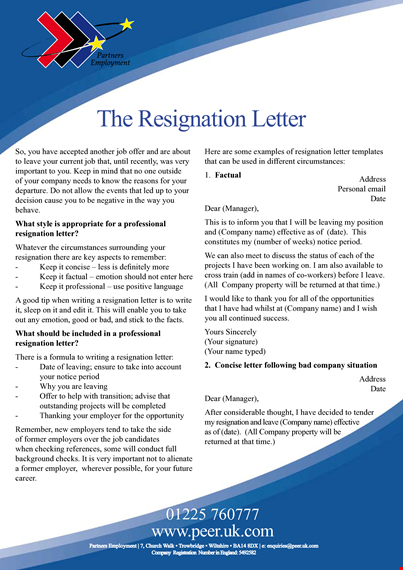 formal resignation letter template template