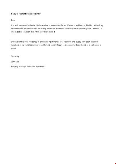 sample rental reference letter template