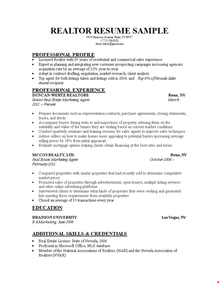 real estate marketing executive resume template