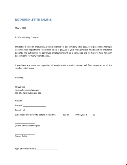 notarized letter template for employment | download company manager's notarized letter template