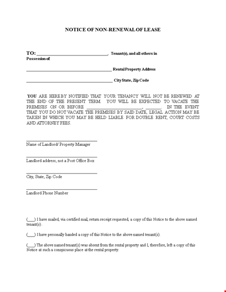 non renewal of lease letter template template