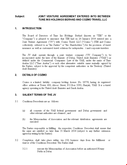 functional-based joint venture agreement template