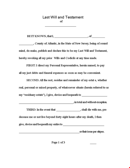 plan your legacy with our last will and testament template - simple & effective template