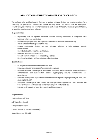 application security engineer job description template