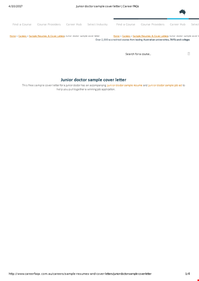 junior doctor job cover letter - sample letter, certificate, and courses template