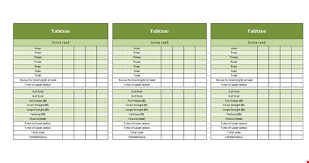 free printable yahtzee score sheets - track your score and calculate total points easily template