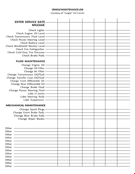 vehicle maintenance log template - keep track of vehicle maintenance | courtesy | carvin template