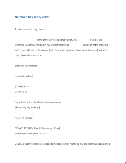 notarized letter template - create a legal document for your tenant with our notary letter template template