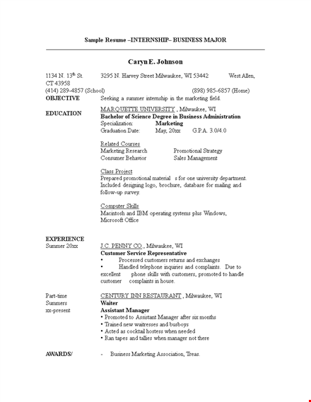 sample business administration resume | top marketing skills | milwaukee template