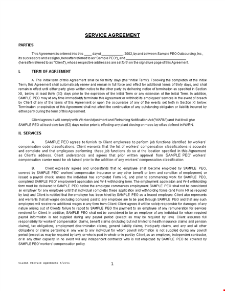 service agreement template - create a strong contract with your client template