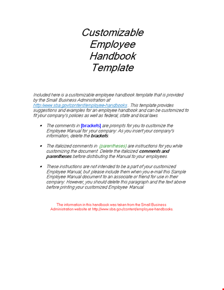 effective employee handbook template - simplify onboarding process for your company template