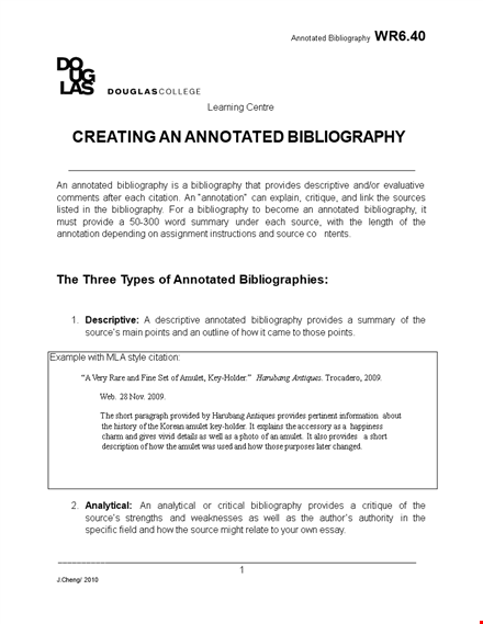 creating an annotated bibliography generator sample template