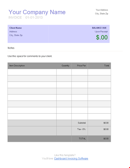free blank invoice template for microsoft word download template
